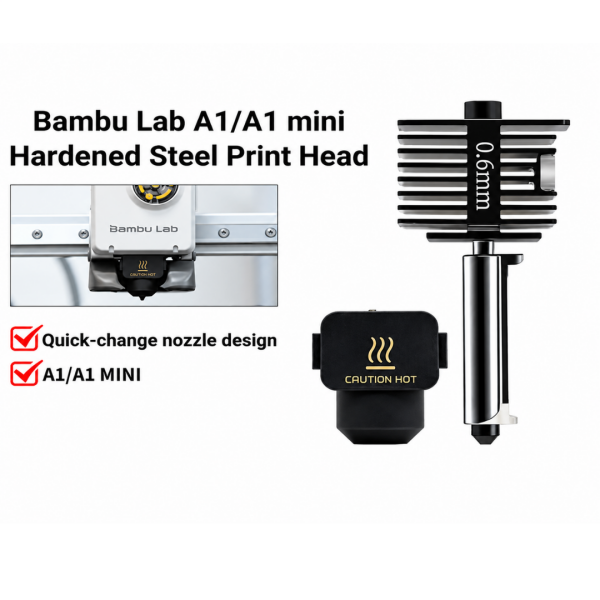 Bambu Lab A1/A1 Mini Hotend Sertleştirilmiş Çelik - 0.6mm